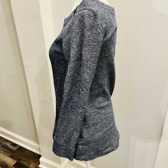 Ann Taylor Loft Top Size XS Blue Speckled Blouse Boat Neck Long Sleeve Shirt - Picture 3 of 6